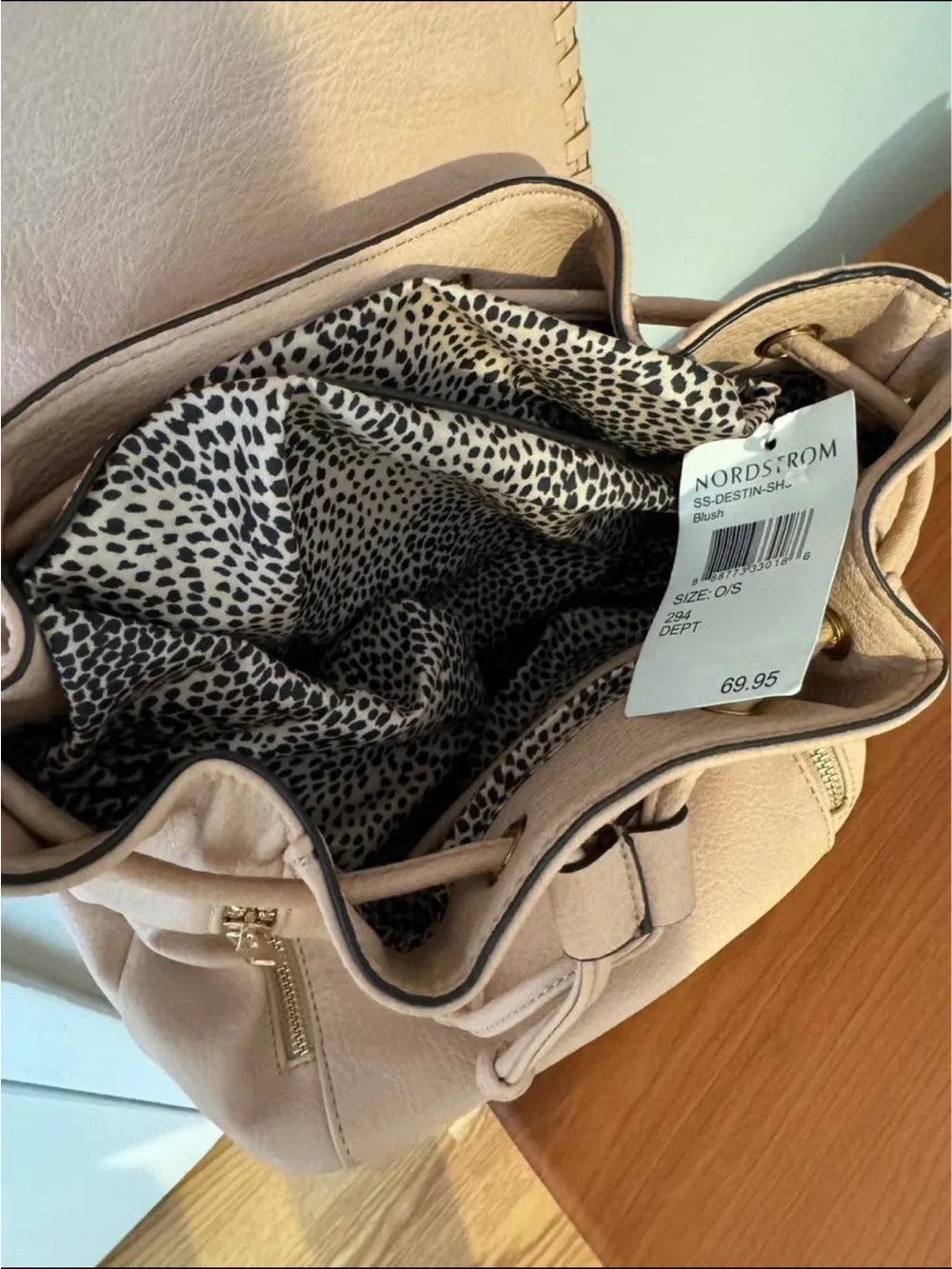 Sole Society Neutral Blush Drawstring Backpack